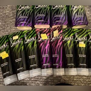 Snooki moisturizing body wash and smoothing body scrubs.